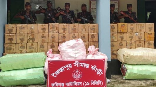 সিলেট সীমান্তে কোটি টাকার ভারতীয় চোরাইপণ্য জব্দ
