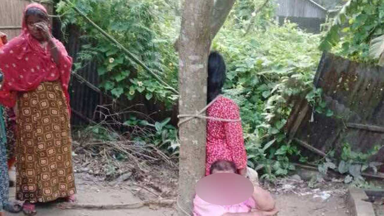 অনৈতিক সম্পর্ক, নারী-পুরুষকে সারারাত গাছে বেঁধে রাখলেন এলাকাবাসী