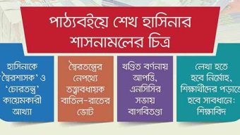 পাঠ্যবইয়ের পাতায় পাতায় শেখ হাসিনার ‘স্বৈরতন্ত্র-গণহত্যা’