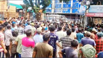সিলেটের রাজপথে শ্রমিকদের আন্দোলন