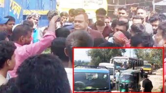 সিলেট-তামাবিল মহাসড়ক অবরোধ : আটকা শত শত যানবাহন