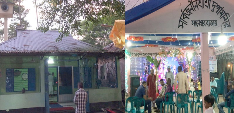 বিয়ানীবাজারে গায়ে গা লাগানো মসজিদ-মন্দিরে সম্প্রীতির মহামন্ত্র