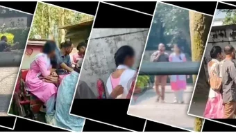 নিজ বিদ্যালয়ের ছাত্রীসহ স্থানীয়দের হাতে ধরা ধর্মশিক্ষক