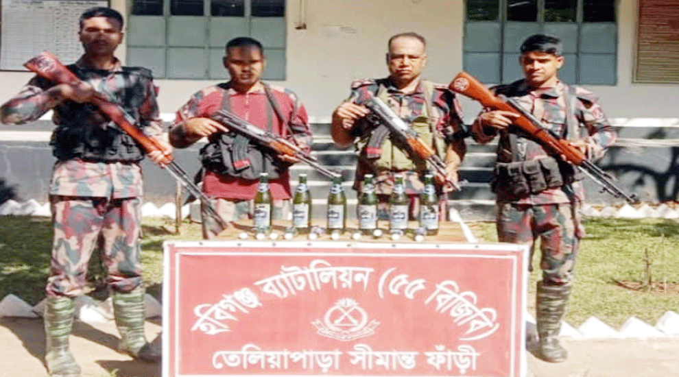 হবিগঞ্জে বিজিবির অভিযানে ভারতীয় মদ জব্দ