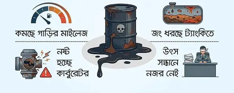 বিয়ানীবাজারের পাম্পে ভেজাল তেল, আয়ু কমছে গাড়ি-বাইকের