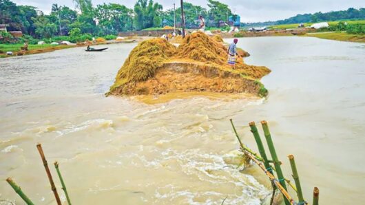 সুনামগঞ্জে ভাঙছে বাঁধ ডুবছে ফসল কাঁদছে কৃষক