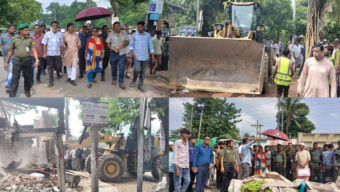 জৈন্তাপুরে দুই বাজারে ৬০ অবৈধ স্থাপনা উচ্ছেদ
