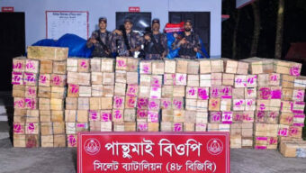 সিলেট সীমান্তে লাখ টাকার বুঙ্গার মালামাল ধরল বিজিবি