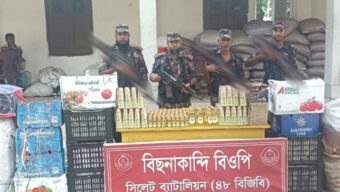 বিজিবির অভিযানে সিলেটে অবৈধ ভারতীয় মালামাল জব্দ